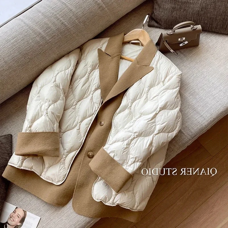 2025 Fox Fur Collar Loose Oversize 90% White Duck Down Jacket Women Winter Outwear Coat Short Down Parkas Female