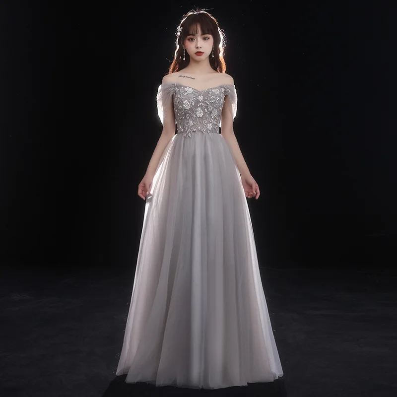 

Elegant One Shoulder Sequins Beaded Back Banding Bride Bridesmaid Gowns Party Banquet Female Stage Show Dresses Cheongsam