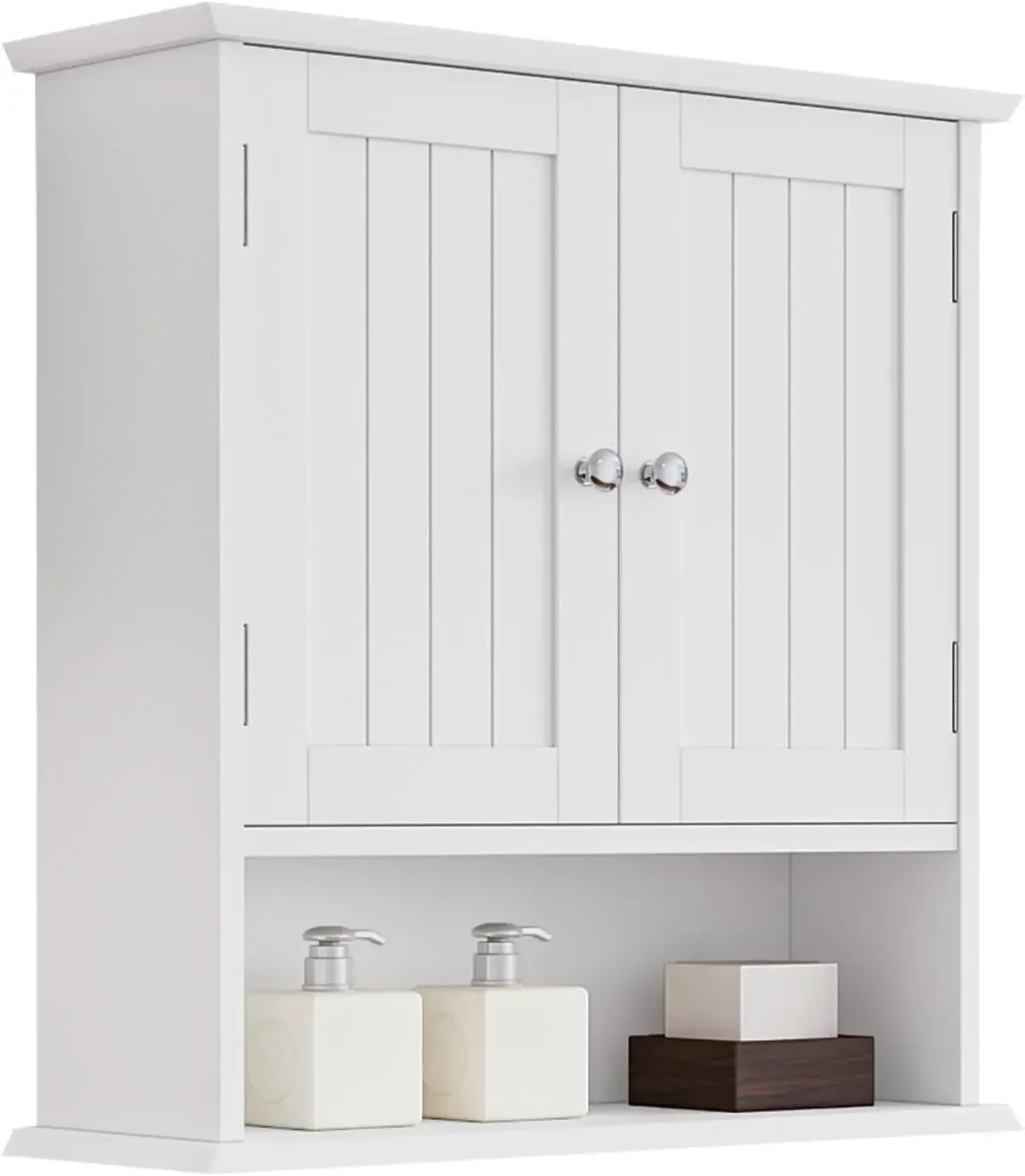 

Wall Cabinet, Bathroom Cabinet Wall Mount with 2 Doors and Open Shelf, Over The Toilet Wall Storage Cabinet, Bathroom Medicine