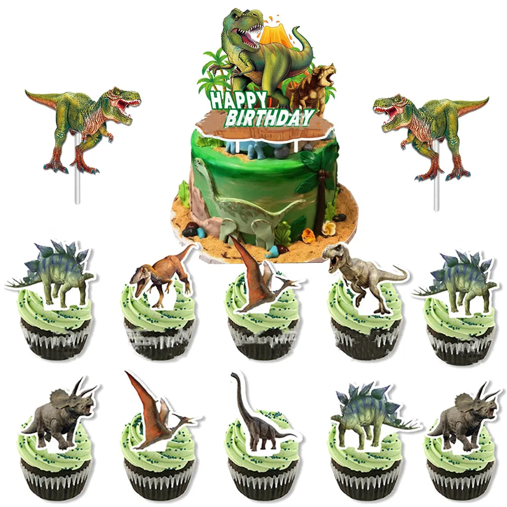 Dinosaur Cupcake Toppers Picks Dino Cake Decorations Boys Kids Dinosaur Themed Birthday Party Jurassic World Party Decor Supplie