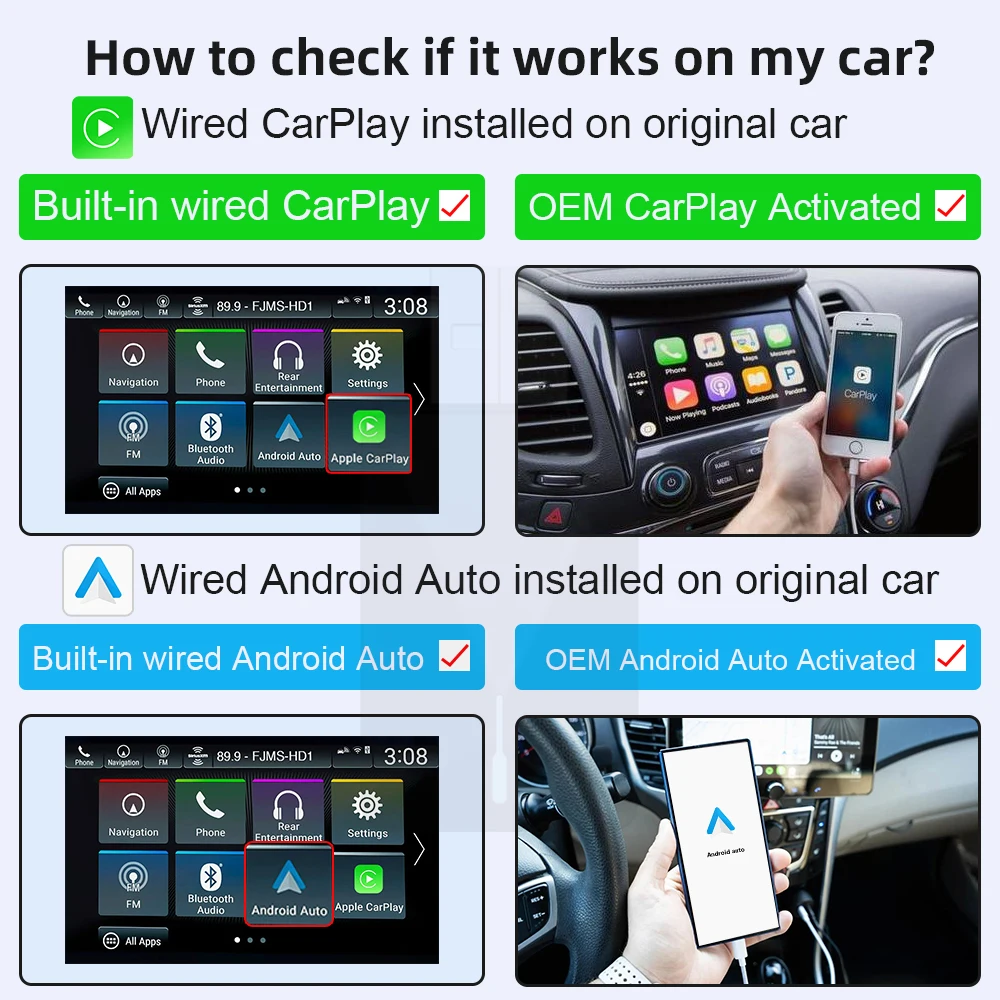 For Hyundai Kia Mazda Mini U3 Smart Box Wireless Carplay Adapter& Android Auto Dongle OTA For Car Wired to Wireless CP/AA