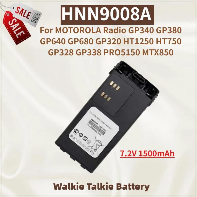 

High Quality HNN9008A 7.2V 1500mAh Walkie Talkie Battery For MOTOROLA Radio GP680 GP320 GP340 GP380 GP640 HT1250 HT750 Brand New