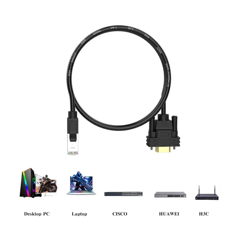 RS232 RJ45 to DB9 Console CableRJ 45 to DB 9 Line 28AWG Female Maleb 9-pin COM Serial Port DB9 Data Cord for Cisco