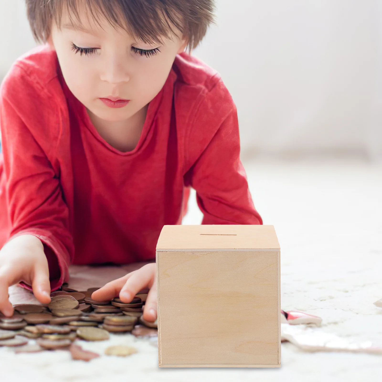 2 قطعة البنوك الخشبية غير المكتملة لتقوم بها بنفسك توفير المال جرة للأطفال اليدوية الحرفية النشاط ديكور عملة تخزين مكتب منزلي #4