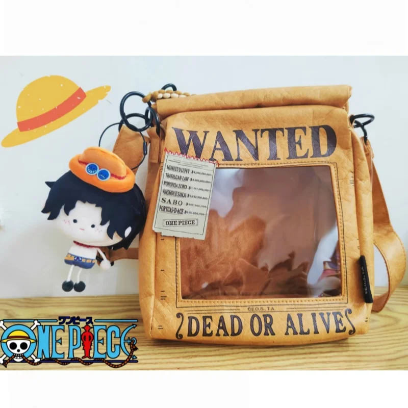 Genuine One Piece Wanted Poster Ita Bag Magnetic Buckle Kraft Paper Texture Multi-Function Storage Shoulder Bag Anime Backpack view 2