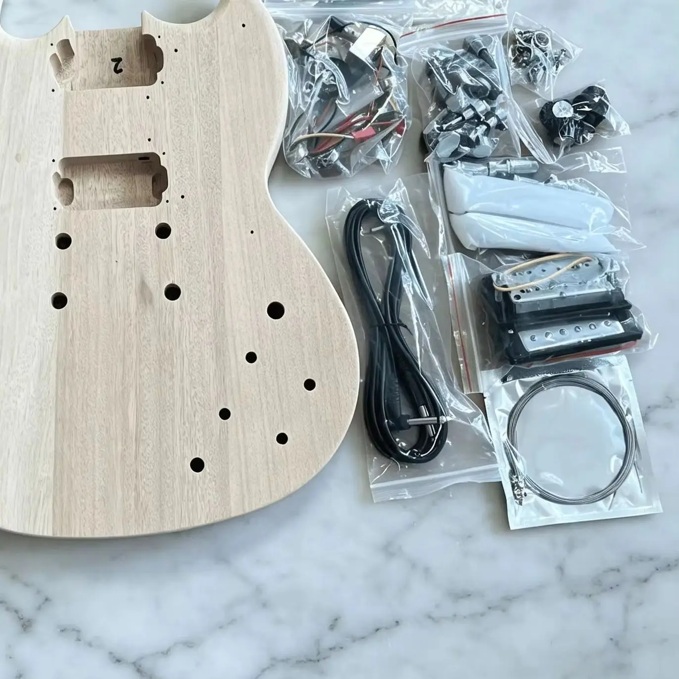 DIY Guitar Kit Unfinished Mahogany Body Rosewood Fretboard Complete Parts for Custom WorldwideBuilding Free Shipping