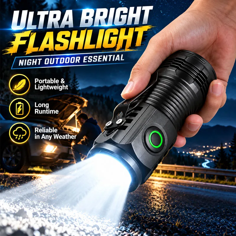 Super Bright Waterproof Pocket Torch Portable Flashlight with Carry Clip Long Runtime Outdoor Hand Light for Camping Hiking Nigh
