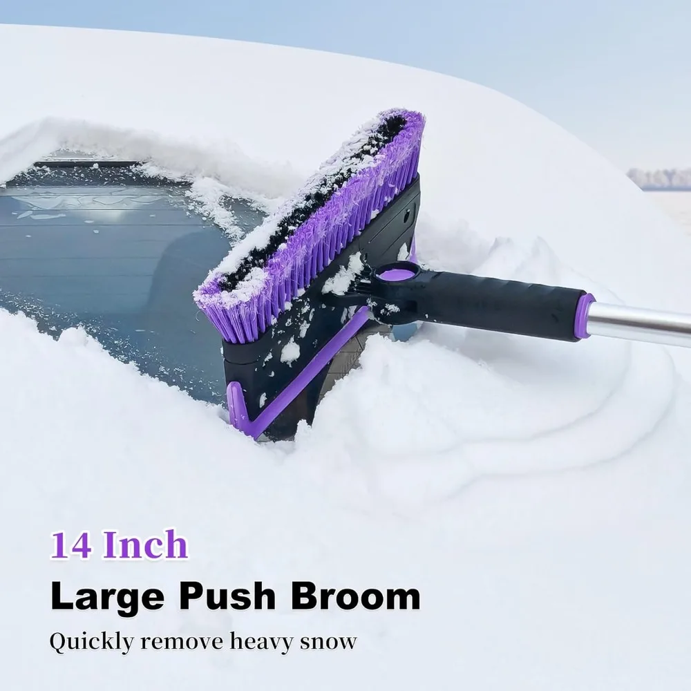 56-Zoll-Hochleistungs-Schneebürste und Eiskratzer mit Schaumstoffgriff für SUV-Windschutzscheibenfenster – Lila