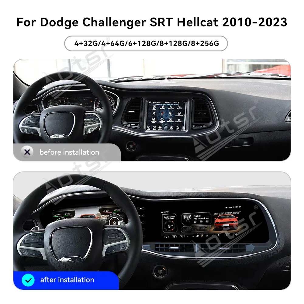 Multimedia Car Radio Android For Dodge Challenger Hellcat 2010~2024 Digital dashboard GPS Navigation Stereo Receiver Head Unit