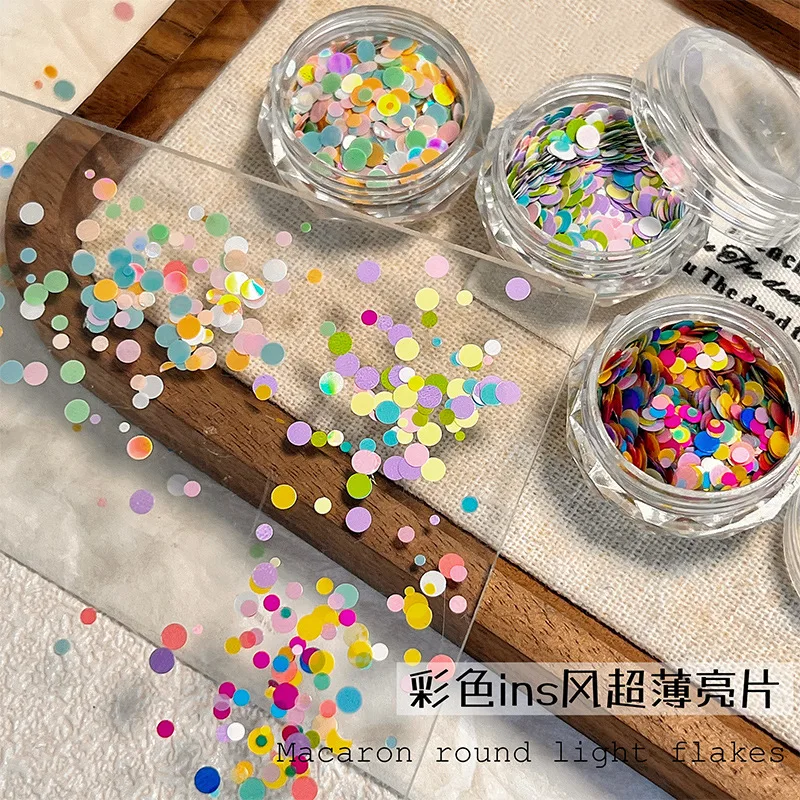 Colorful Ultra-thin Circular Glitter Mixed Size Macaron Color Nail Glitter Decoration DIY Flower Splicing Material Accessories