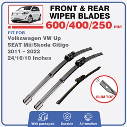 For VW Up SEAT Mii Skoda Citigo 2011 - 2022 Car Front Rear Wiper Blades Windshield Brushes Windscreen Window Upgrad Accessories