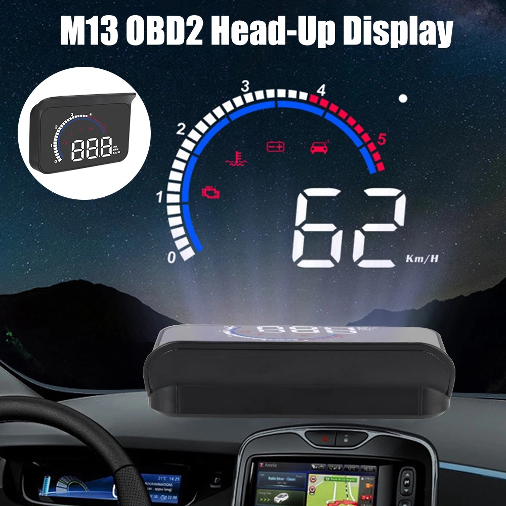 

Digital Alarm Set M13 HUD Speedometer GPS Compass Clock Speed Meter Windshield Projector Car Head Up Display Universal