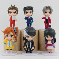 6 Pcs/Set Ace Attorney Q Version Figure 10cm Apollo Justice Phoenix Wright Athena Cykes Anime Decoration Model Dolls