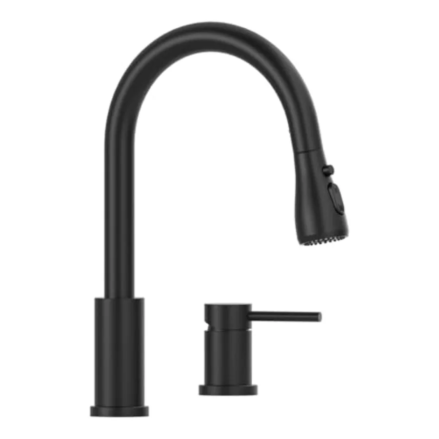 

2 Hole Kitchen Faucet 3 Modes Matte Kitchen Faucet with Pull Down Sprayer High Arch Kitchen Sink Faucet with Side Single Handle