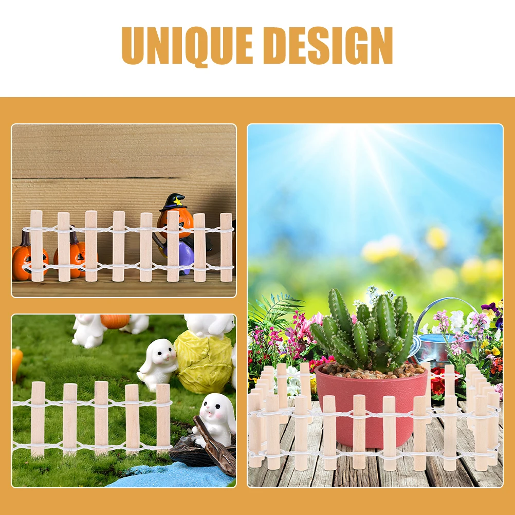 

20pcs Miniature Wood Fence Decorative Model Garden Farm Toy for Dollhouse Crafts Play Scene Sand Table Micro Landscape
