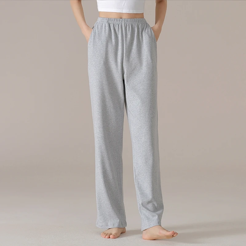 Nouveau Printemps M-3XL 100% Coton Pantalon Femmes Sommeil Pantalon Casual Doux Femelle Bas Avec Deux Poches