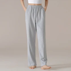New Spring M-3XL 100% Cotton Pants Women Sleep Pant Casual Soft Female Bottoms With Two Pockets