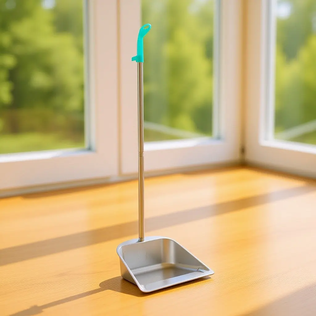 Ergonomic Stainless Steel Dustpan with Extra Long Handle Upright Design Wear Resistant Anti Rust Seamless Sweep for Home Office