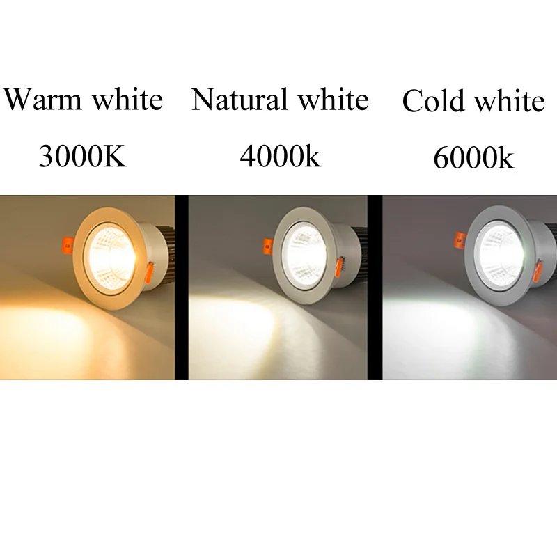 LED ceiling COB Downlight Dimmable AC110V 220V 3W 5W 7W 9W 12W 15W Recessed Led ceiling lamp Spot light Bulbs Indoor Lighting