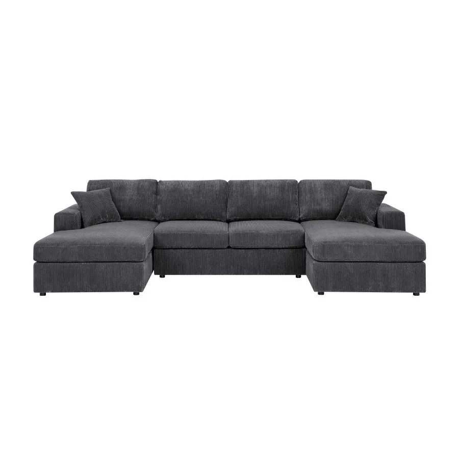 

3 Piece Corduroy DoubleChaise Sectional