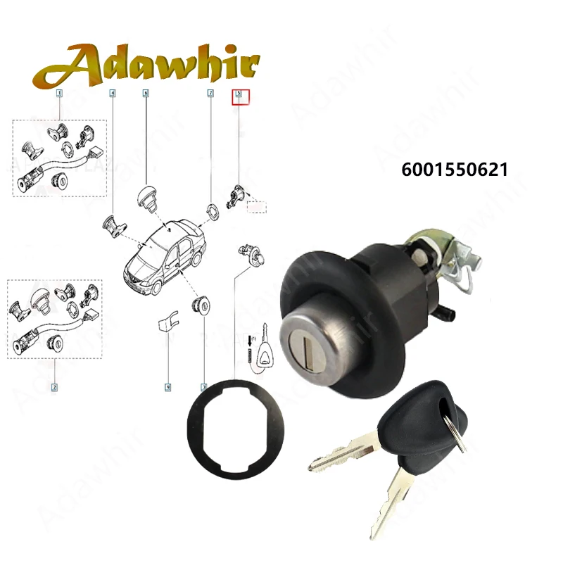 

FOR DACIA LOGAN SANDERO RENAULT 04-12 TRUNK LOCK WITH 2 KEYS OEM 6001550621