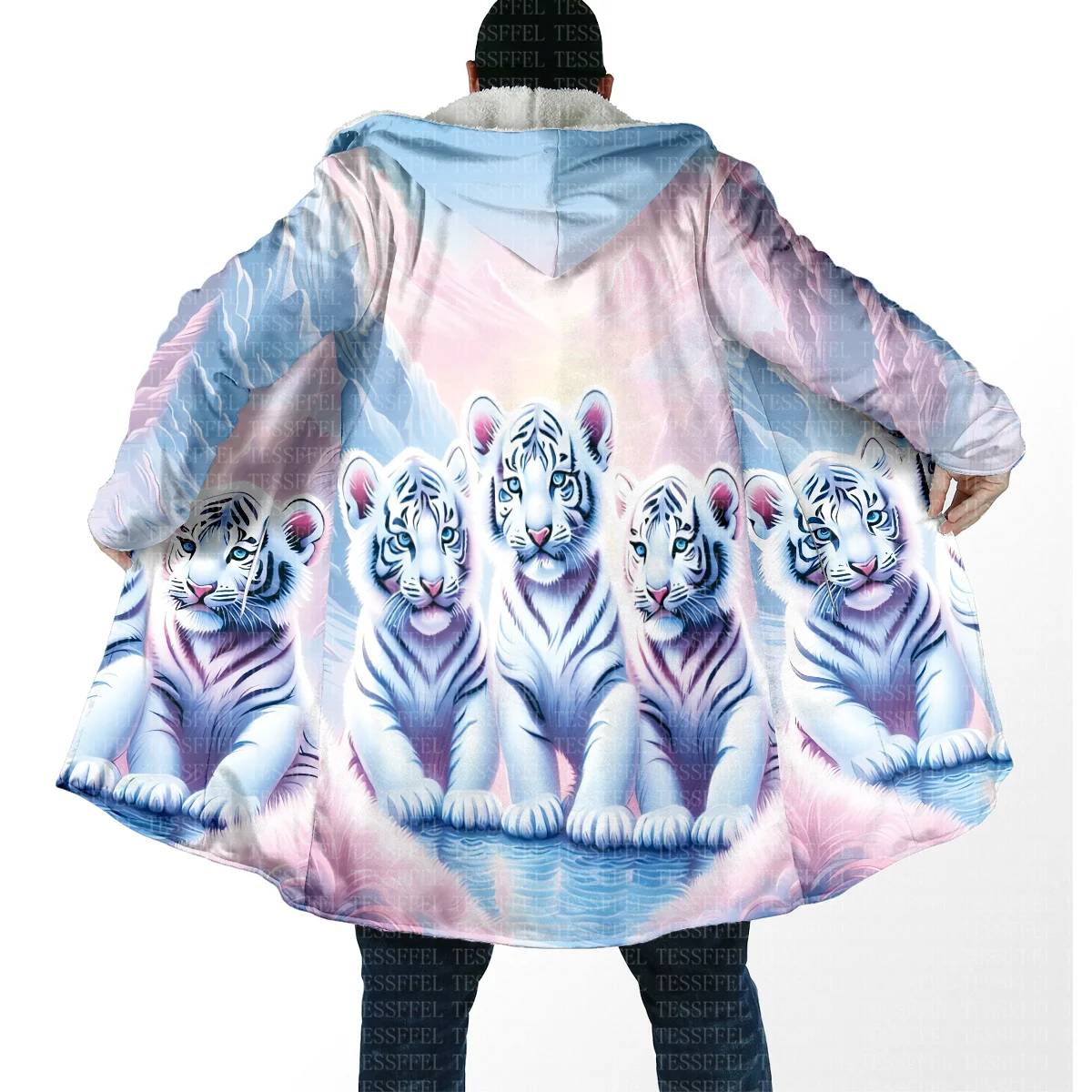 Cosplay Animal King Dragon Tiger Lion Colorful Vintage Harajuku 3D Print Casual Unisex Winter Overcoat Cloak Hoody Causal Cape 1