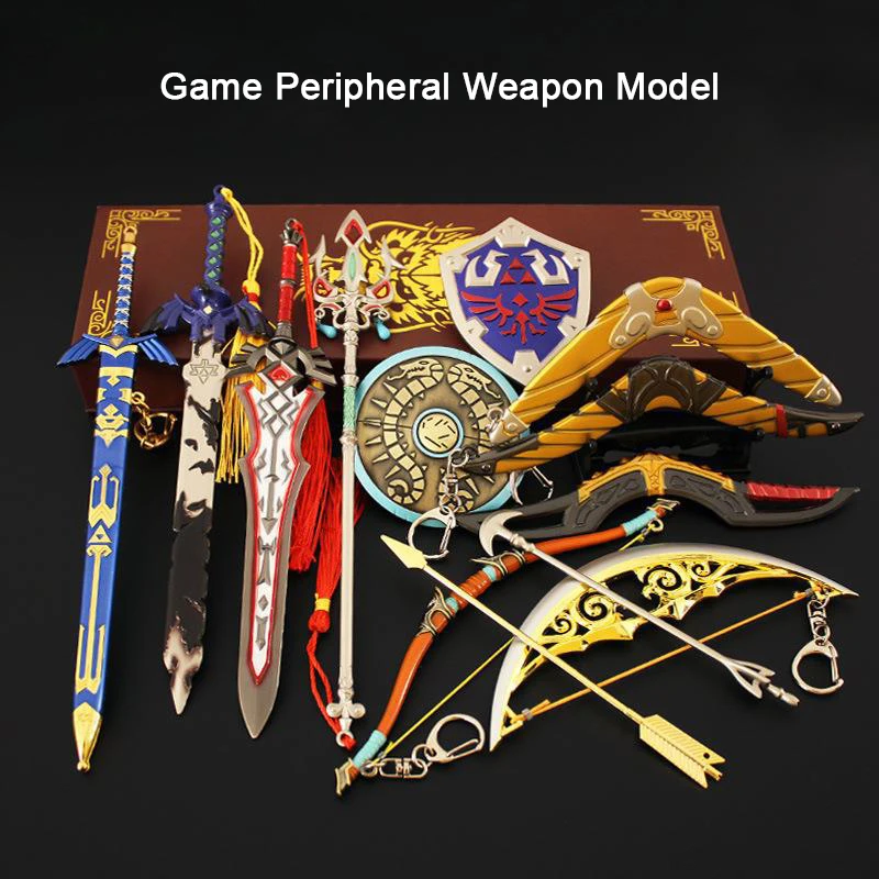 Game Peripheral Master Sword Hylian Shield Lightscale Trident Traveler's Shield Metal Weapon Models Replica Miniature Decoration