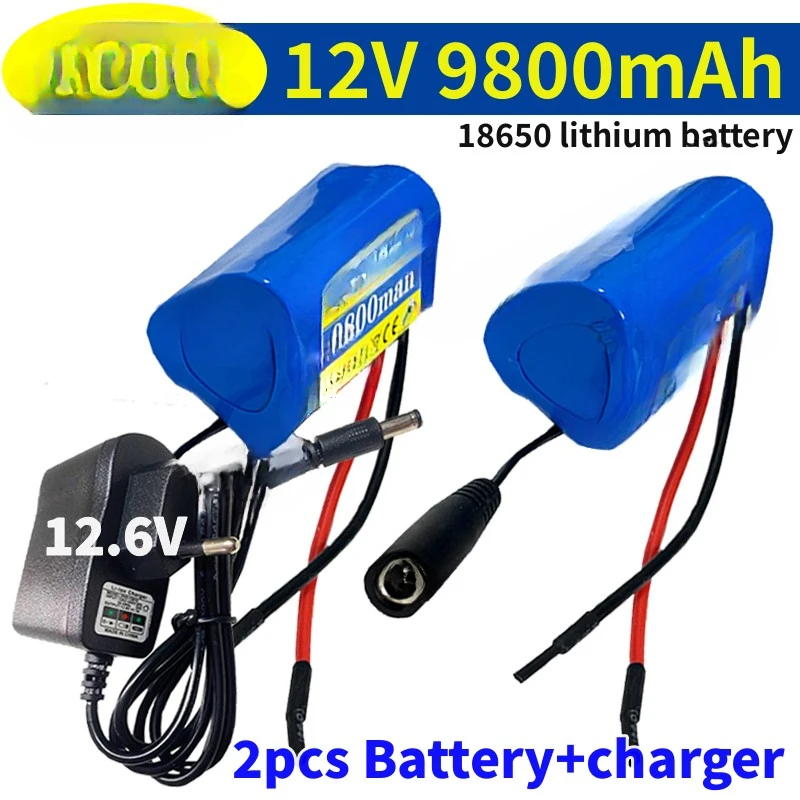 Batterie 9800mAh 3S1P 12V 18650, aste 24.com, avec BMS, panneau de protection des cellules au lithium + chargeur 12.6V