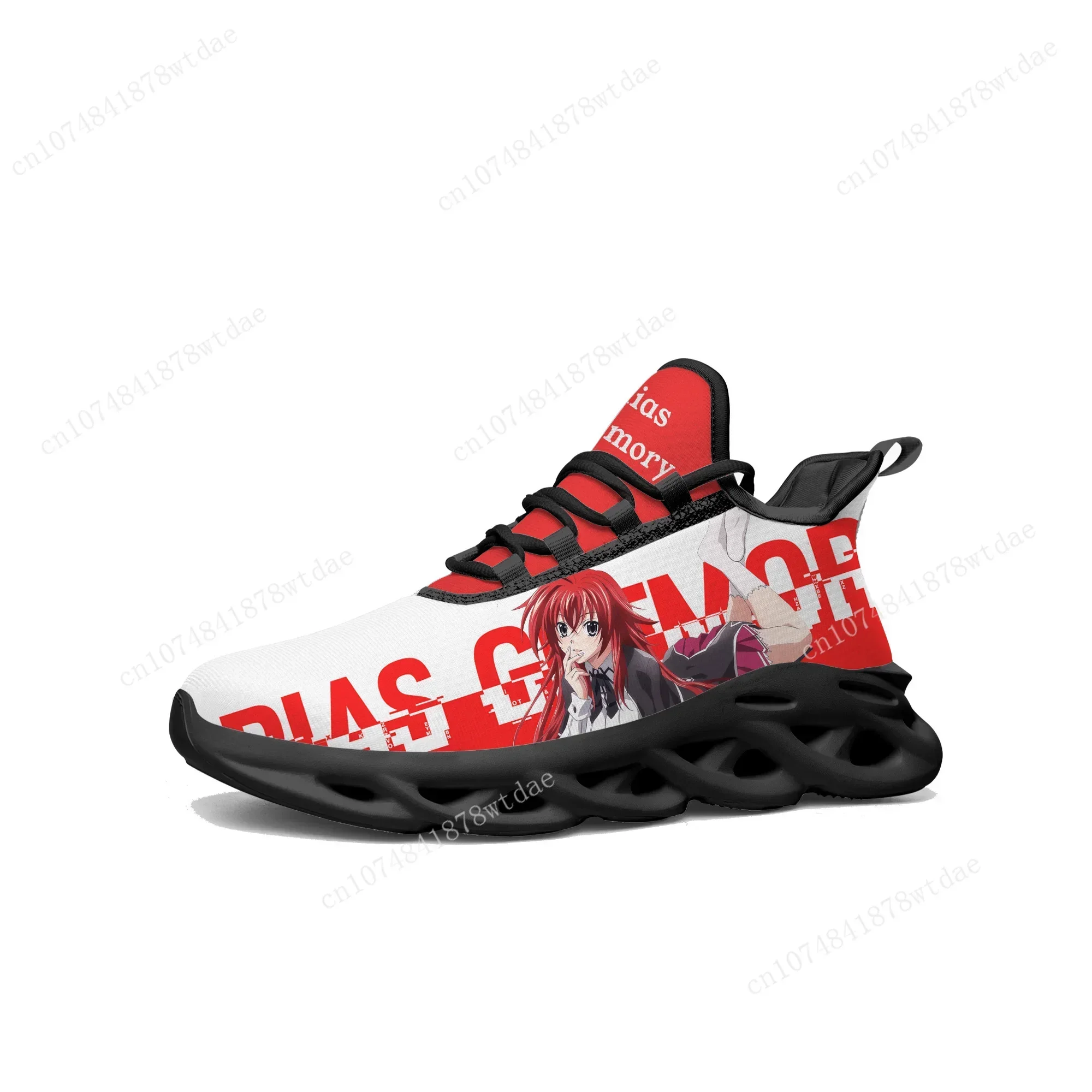 Anime High School DxD Flats Sneakers Mens Womens Teenager Sports Shoes High Quality Rias Gremory Custom Lace Up Mesh Footwear