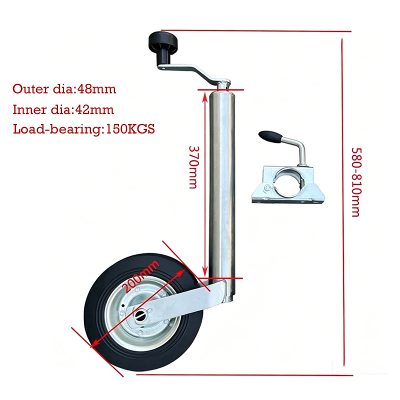 European Style 48MM Trailer Jack Guide Wheel Bracket Clamp For ATV Trailer Beach Buggy Caravan Trailers Accessories