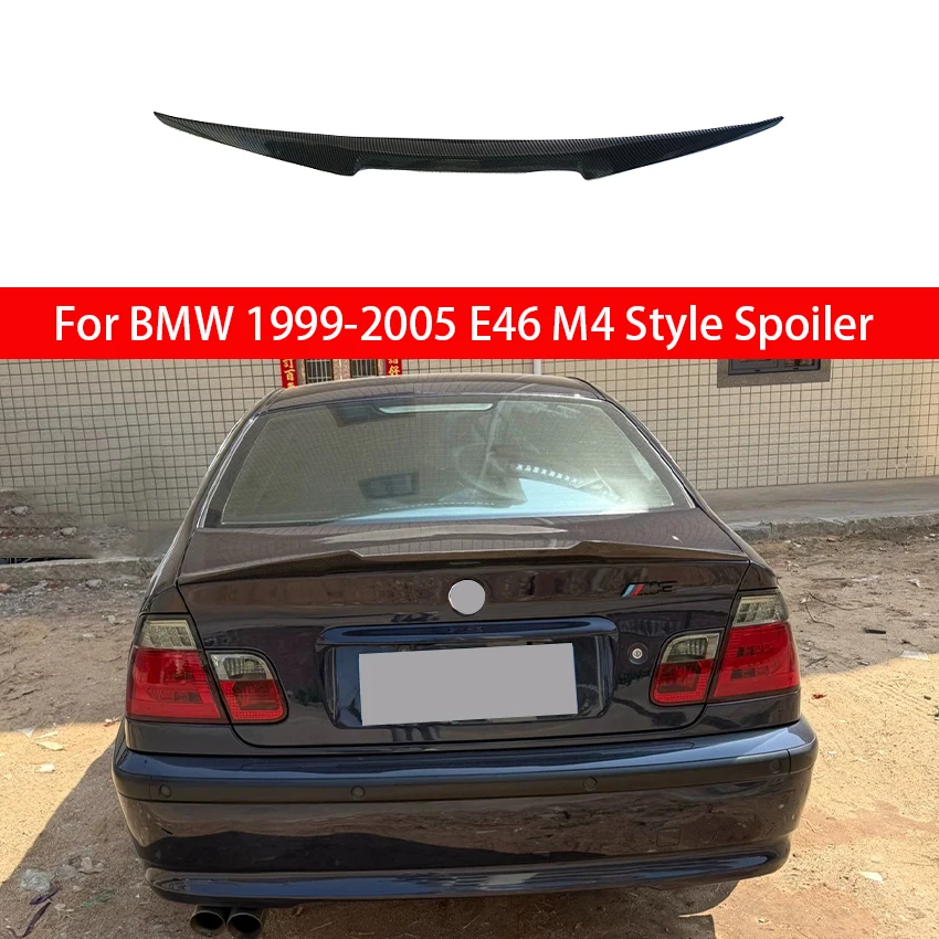 

Для BMW 1999 2000 2001 2002 2003 2004 2005 E46 Carbon Fibe M4 Style Задняя крышка багажника Автомобильный спойлер Крылья Внешние тюнинговые аксессуары