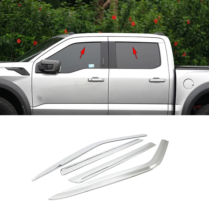 

car accessories FIT For Ford F-150 F150 2015-2020 ABS silvery Window Visor Vent Shades Sun Rain 4PCS