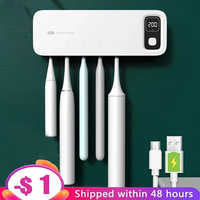 Hot UV Toothbrush Holder Sterilizer Inhibit Bacterial Type-C Rechargable LED Display Drying Wall-mounted for Bathroom Accesso