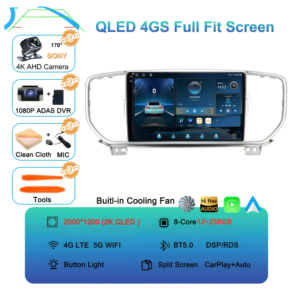 Android 16 autoradio multimediasysteem navigatie GPS 2 Din stereo DVD accessoires speakers voor KIA Sportage 4 KX5 2016 - 2018