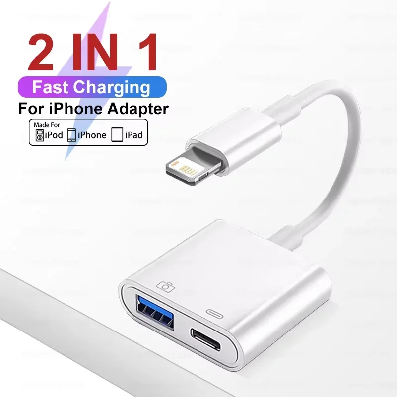 Lightning Type C OTG Adapter 2in1 For iPhone 16 15 14 13 ProMax iPad USB 30 Converter Mouse Keyboard Camera Card Reader Data image 4
