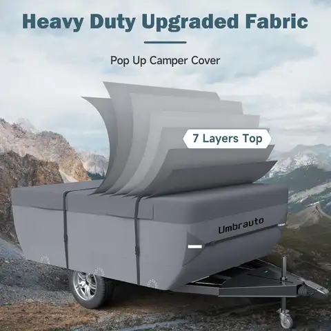 Umbrauto Pop Up Folding Camper Cover Upgraded 7 Layers Top Tent Trailer Cover Waterproof Extra Thick Polypropylene Breathable Ri 10 best sales pop up camper - №2