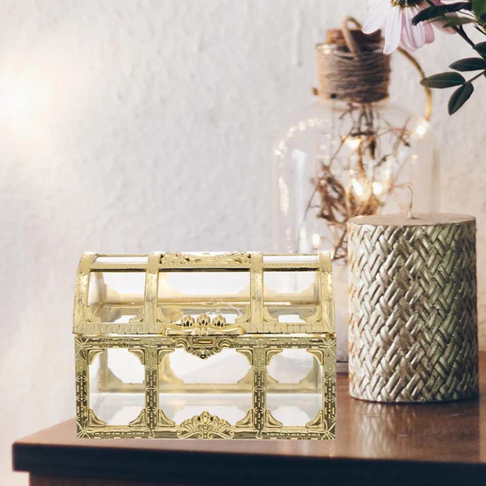 

6pcs Retro Gold-plated Treasure Chest Candy Boxes Creative Storage Favors Party Wedding Gift Packaging Container Sweets
