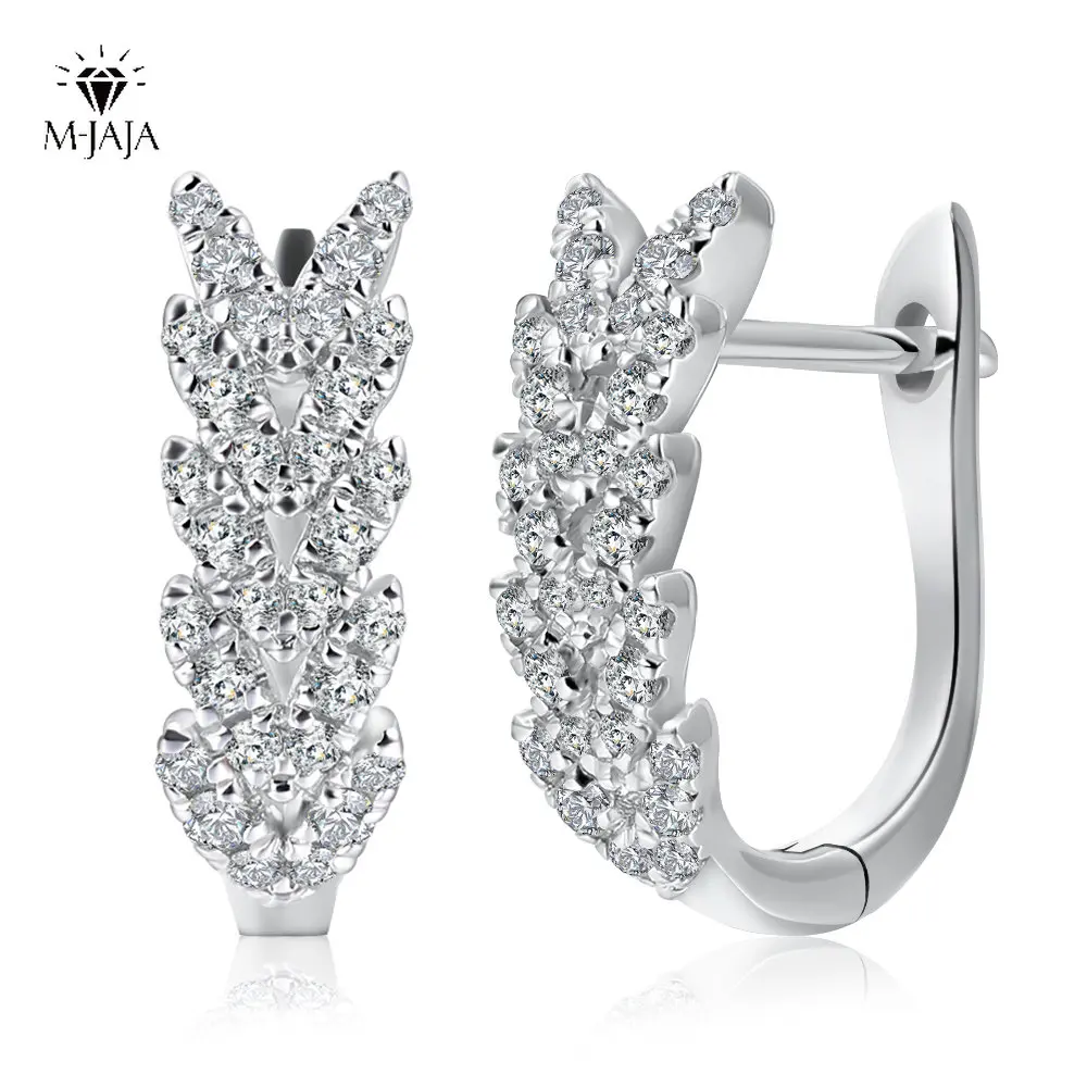 

M-JAJA 100% Natural Diamond F Color VSI Clarity Solid 18k White Gold Earrings for Women Engagement Party Au750 Fine Jewelry