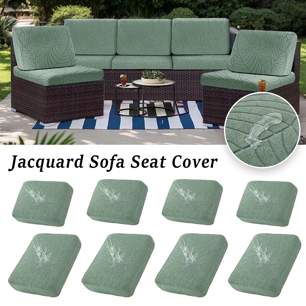Jacquard Stretchy Sofa Covers for Garden Solid Colors Patio Sofa Sectional Cover Courtyard Decor Removable Sofa Case 1pc