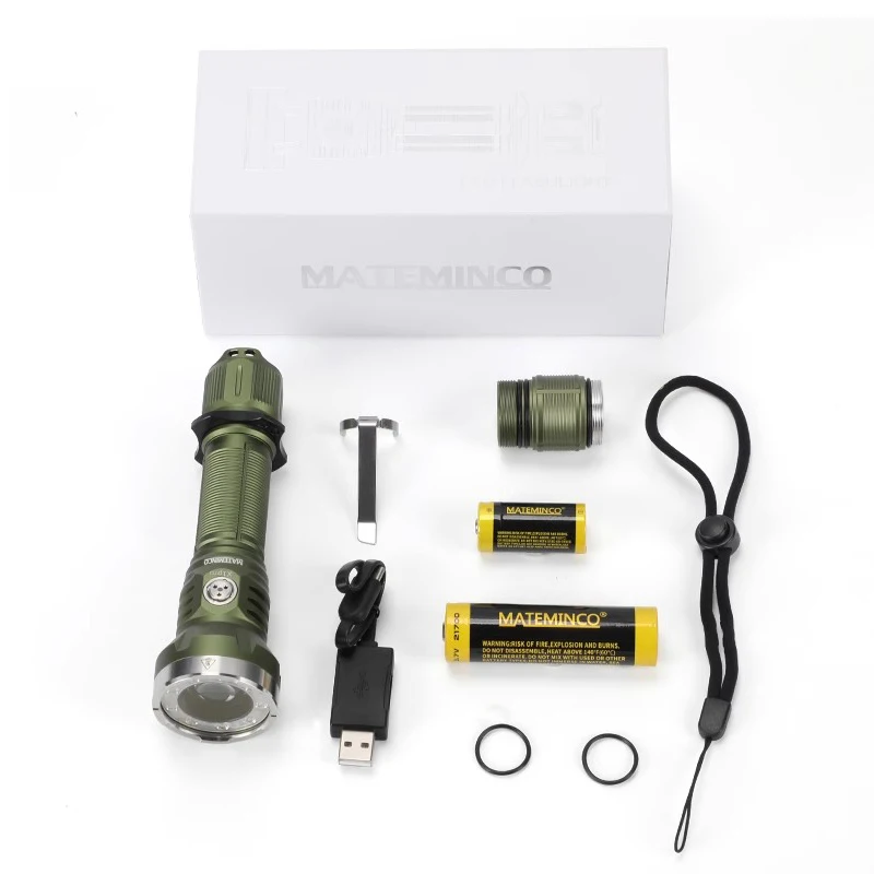 Mateminco X1 Pro Full Kit Tactical Flashlight Rechageable 6500K 7 LEDs Bule Red Light 1350 Lumen LEP Torch with Batteries Tubes