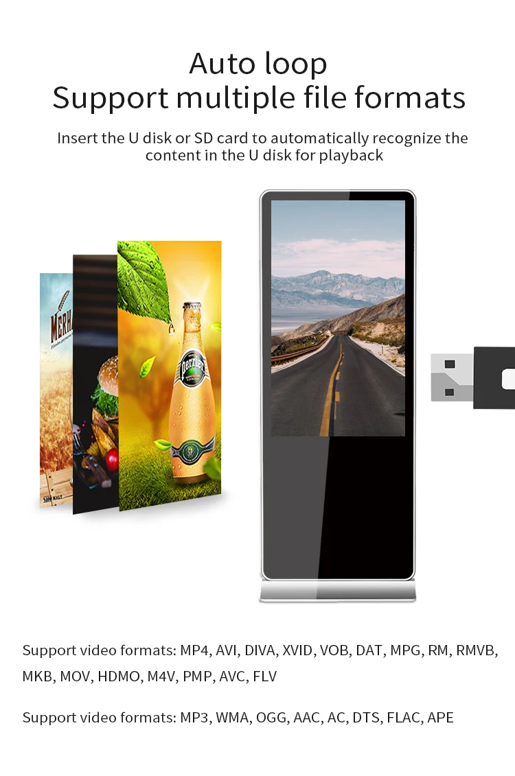 Gids Android Mediaspeler Inches HD LCD Digital Signage Reclame Touchscreen Marktpoort