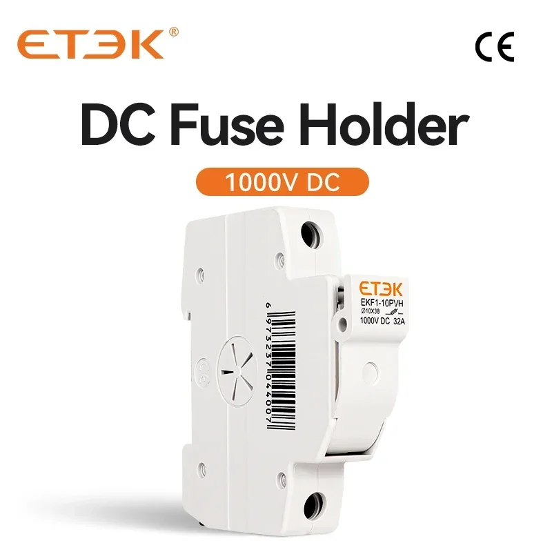 ETEK DC Solar Fuse Holder 1000V 1P 15A 20A 25A Photovoltaic Fuse Base Link PV System GPV 10x38mm DIN Rail EKF1-10PVH