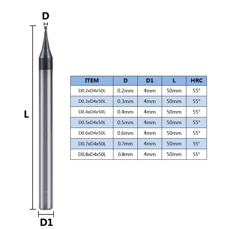 XCAN 1pc 0.2-0.9mm TiAIN Micro Flat End Mill 4mm Shank 2 Flute Milling Cutter HRC 55 Mirco Carbide CNC Engraving Bit Router Bit