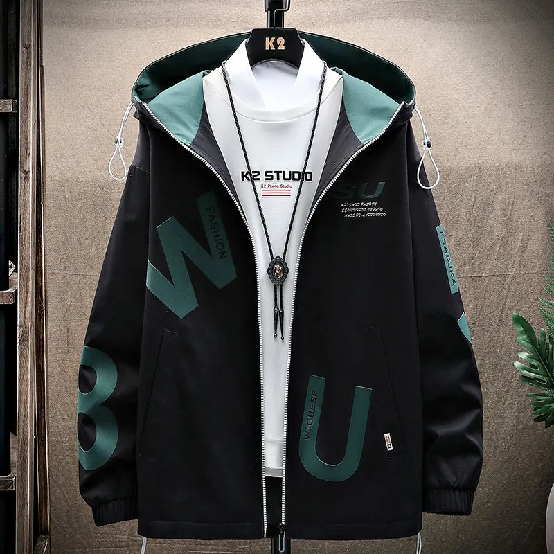 

2025 autumn and winter new men's high-quality fashionable casual Hong Kong style hooded zipper jacket jacket