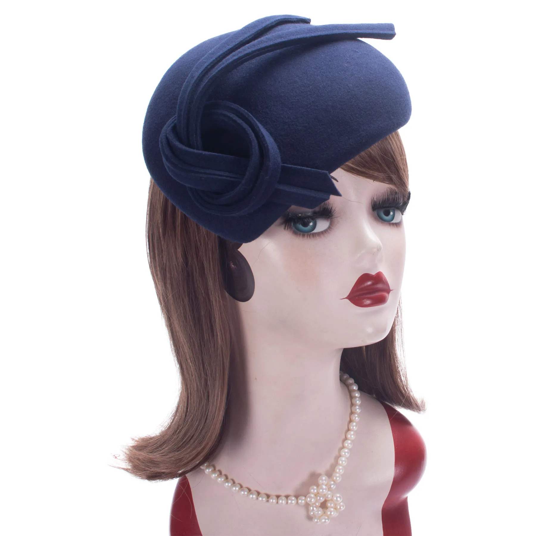 Lawliet Teardrop Womens British Style Wool Felt Fascinator Hat Tam Beret Casque Cocktail Bridal Hat A572