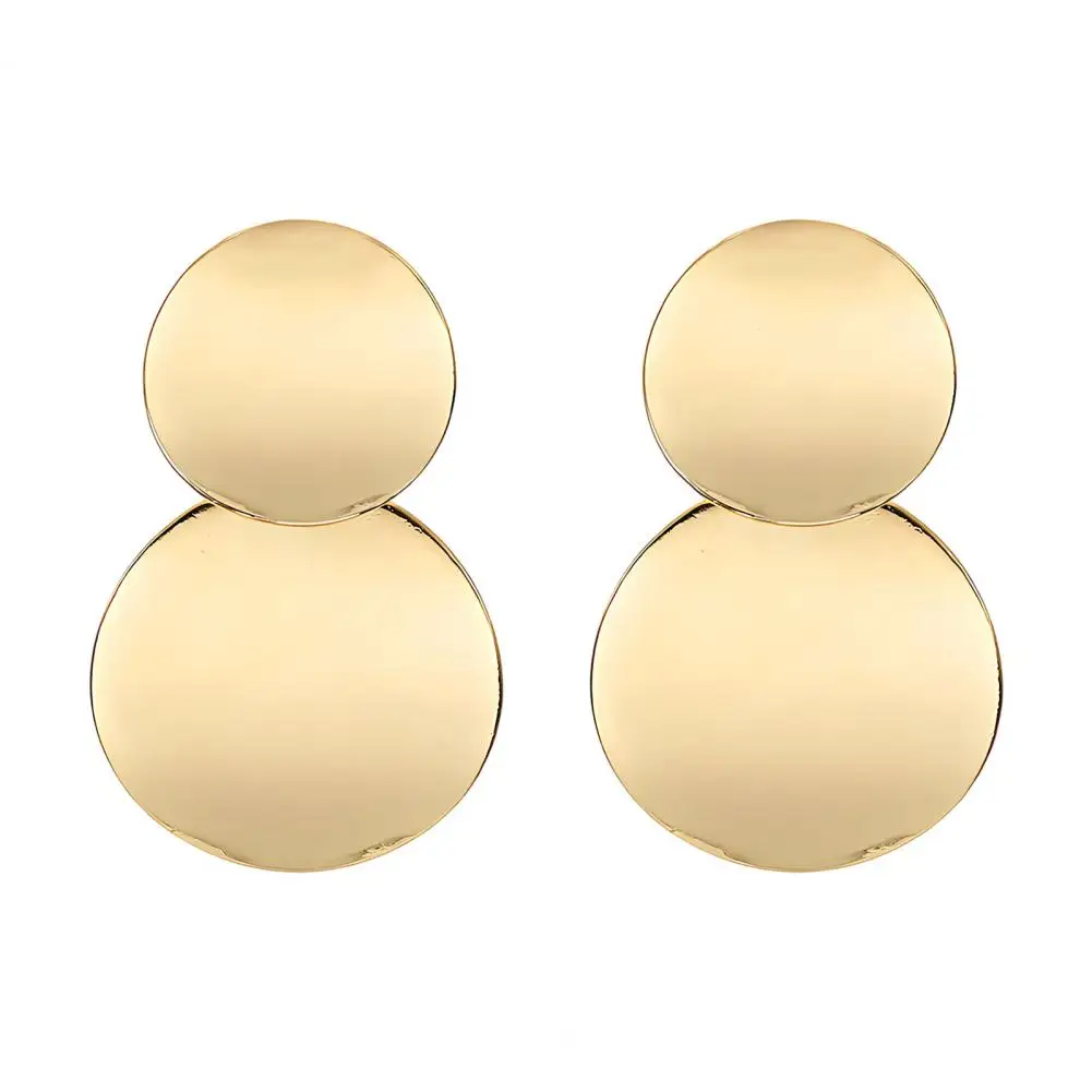 Chunky Circle Dangle Earrings for Women Geometric Circle Stud Earrings, Double Round Disc Dangle Earrings Jewelry