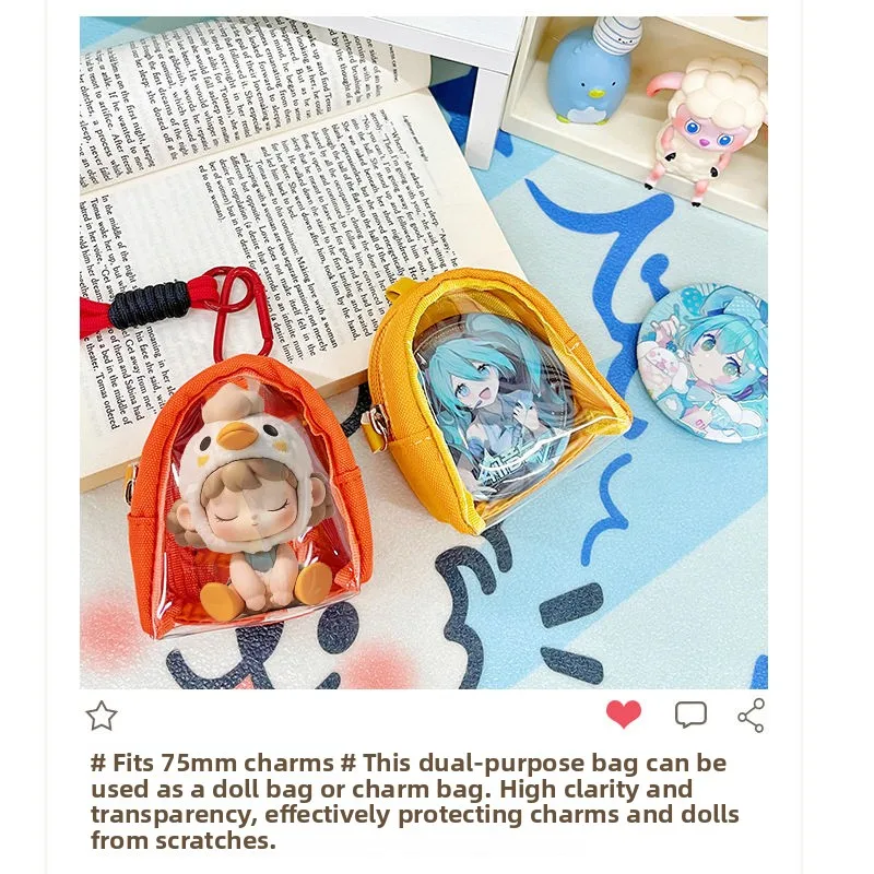  Transparent Canvas Coin Purse Cute Earphone Storage Bag New Bajie Hanging Bag for Men And Women Functional Small Wallet