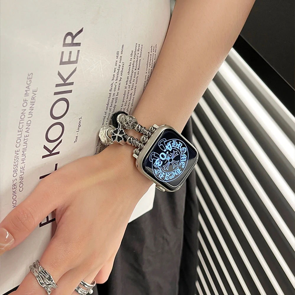 สายนาฬิกา Pandora สำหรับนาฬิกา Apple 8 ultra 49mm 7 6 SE 5 4 band 40mm 44mm 41mm 45mm สายรัดโลหะสำหรับผู้หญิง