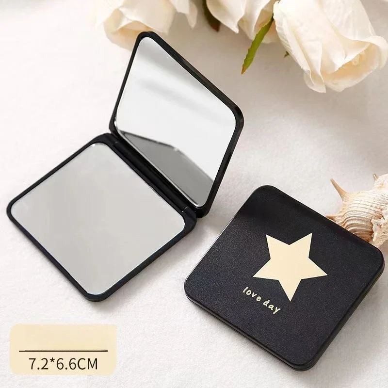 Mini makeup mirror, portable small mirror for girls, cute folding double-sided mirror, student hand-held makeup mirror