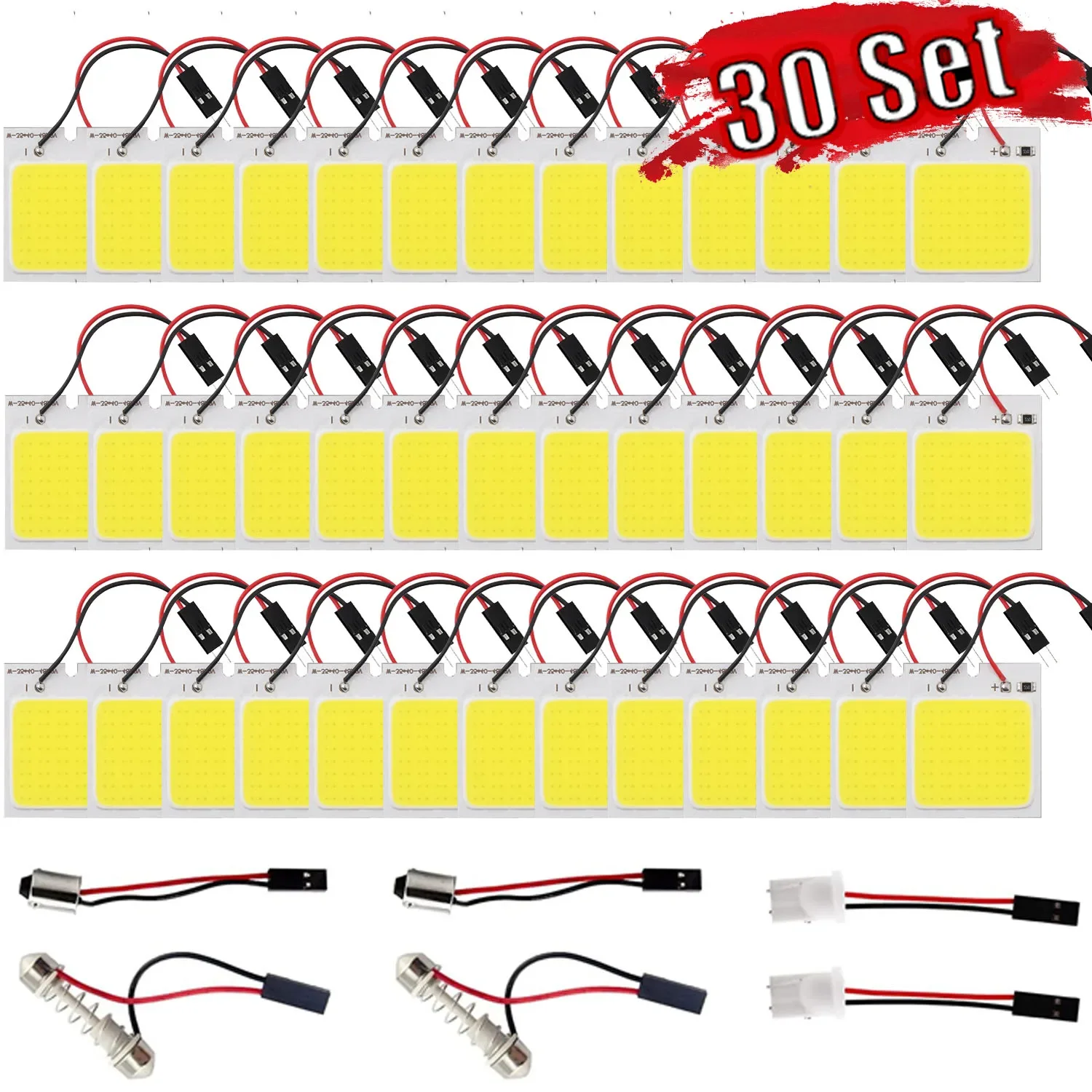 

48 SMD светодиодная панель купольная лампа, автомобильный интерьер, табличка для чтения, светильник на крыше, потолок, интерьерная проводная лампа с адаптерами T10/BA9S/Festoon